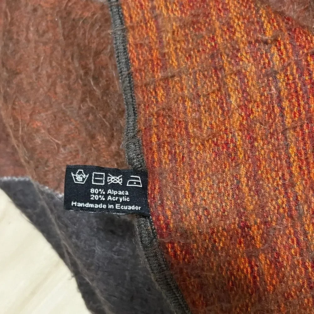 Shupaca Alpaca Blend Striped Throw Blanket Gray Rust Orange